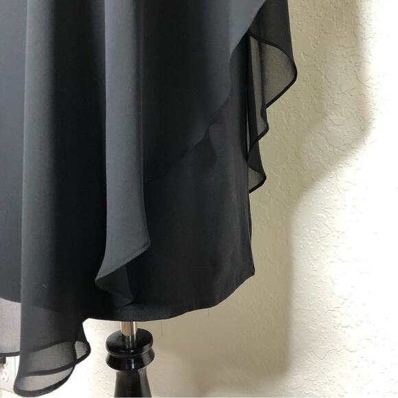 Erin Fetherston black sheer silk overlay one shoulder red strap dress size 6 - Picture 14 of 15